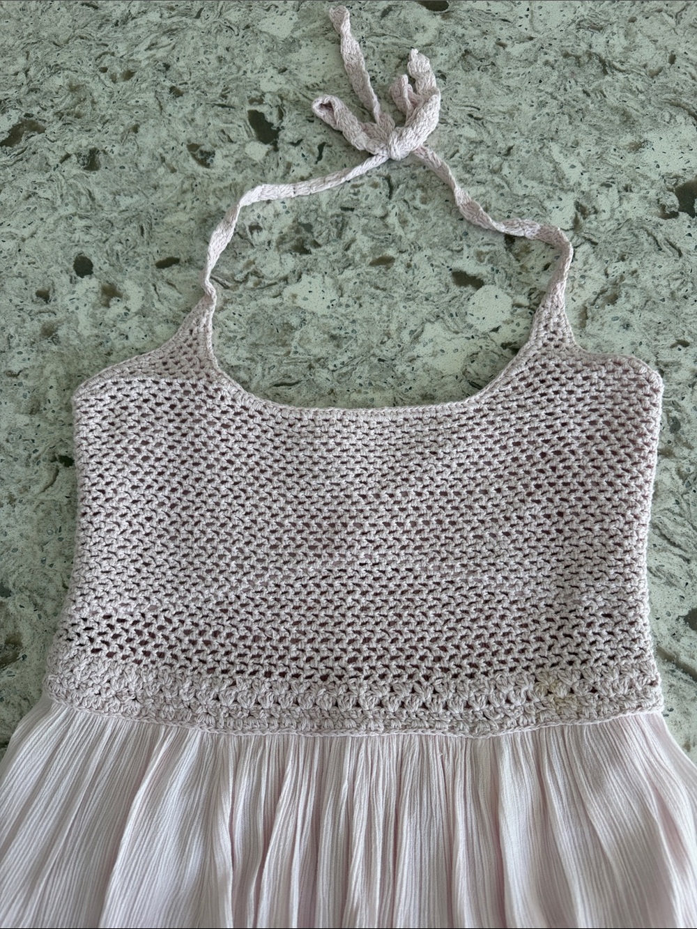 Hollister Halter Crochet Bodice Pink Dress - Picture 2 of 6
